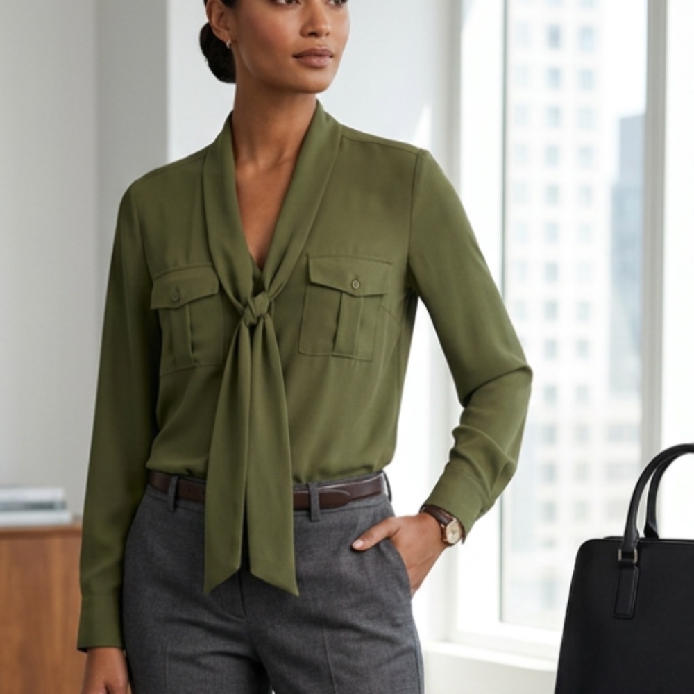 Lucien Matis Tie-Front Professional Blouse